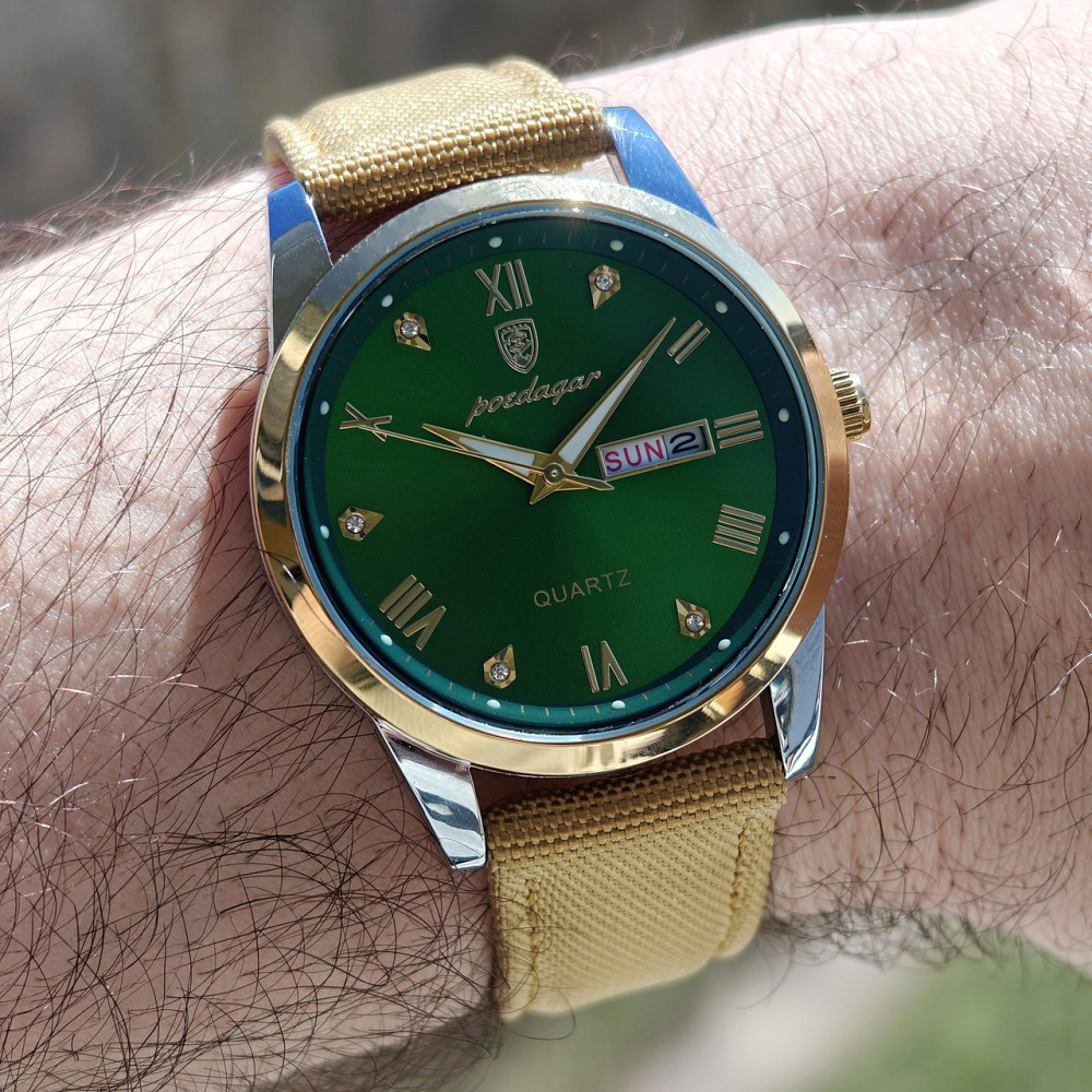 Часы мужские наручные Poedagar Omega Sahara Gold (2 ремешка) Винница - изображение 7