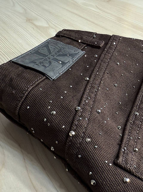Джинси жіночі Dk-49 1720 Palazzo Baggy з камінцями широкі коричневі, коричневий, 36, 36, 74 см, 108 см Київ - фото 18