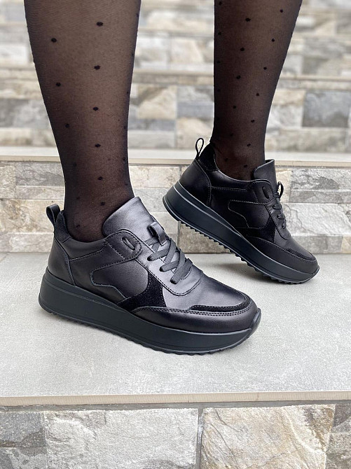 EMELI Кросівки жіночі EMELI 055 чорні (весна-осінь, шкіра+замша натуральна) (4394) лише 36р.38р Коломыя - изображение 4