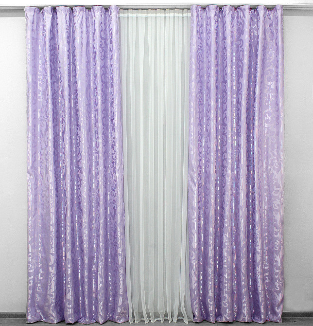 Комплект готовых штор VR-Textil Жаккард Вензель № 295ш Сиреневый 150х270 см 2 шт (30-319) Киев - изображение 4