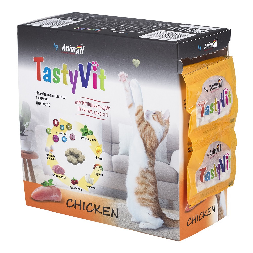 AnimAll TastyVit вітамінізовані ласощі з куркою для котів, 600шт (50пак х12шт) Київ - фото 1