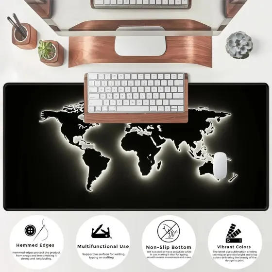 Игровой коврик для мыши "Светящаяся Карта Мира" HP227 Коломия