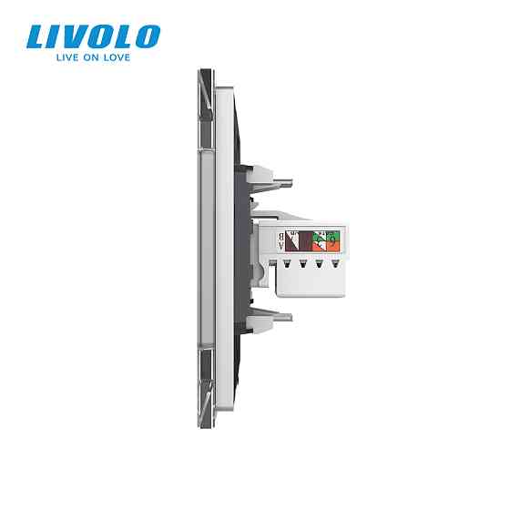 LIVOLO Розетка комп'ютерна RJ-45 і ТБ розетка Livolo сірий скло (VL-C791VC-15) Коломия