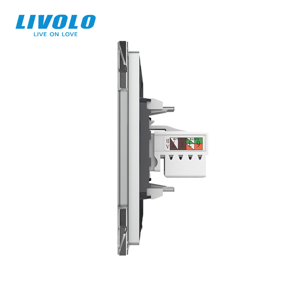 LIVOLO Розетка комп'ютерна RJ-45 і ТБ розетка Livolo сірий скло (VL-C791VC-15) Коломия - фото 6