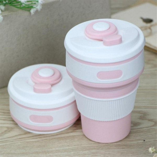 Складная силиконовая чашка Collapsible 350 мл Розовая Винница - изображение 2