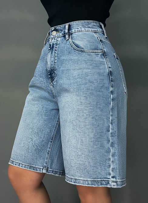 Шорты женские джинсовые Liana 4-016 4-019 4-020 бермуды с резинкой на талии большие размеры голубые, голубой, 4О, 40, 110 см, 140 см Киев - изображение 7