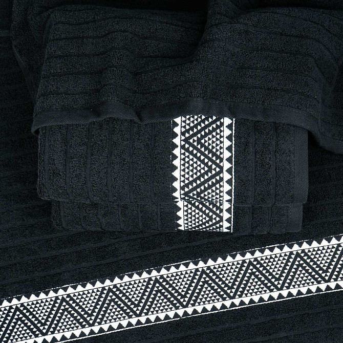 Комплект махрових рушників Зіпп 2шт GM Textile 50х90см, 70х140см 500г/м2 (Чорний) Суми - фото 4
