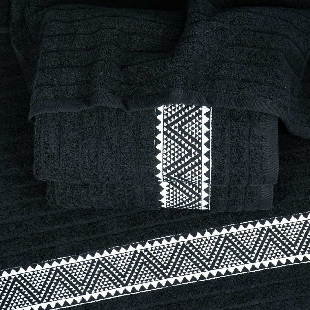 Комплект махровых полотенец Зипп 2шт GM Textile 50х90см, 70х140см 500г/м2 (Черный) Сумы - изображение 4