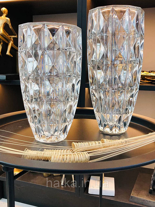 Ваза скляна Olens "Беллі" 14*29,5 см прозоре товсте скло Київ - фото 3