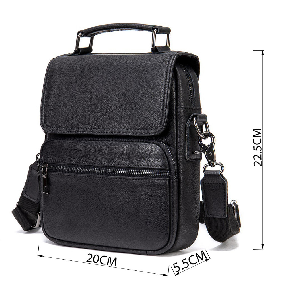 Вертикальная мужская сумка в мягкой коже Vintage 20367 Черная Киев - изображение 3