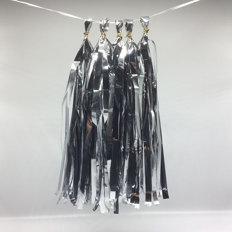 Пензлики тасел паперові гірлянди 5 шт 35 см сріблястий Київ - фото 1