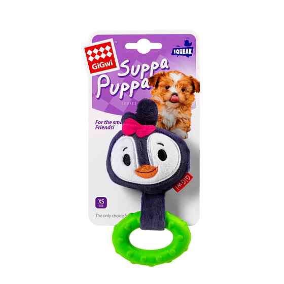 Игрушка для собак Пингвин с пищалкой GiGwi Suppa Puppa, текстиль, резина, 15 см Киев
