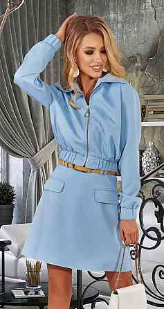 Блакитний костюм зі спідницею Київ