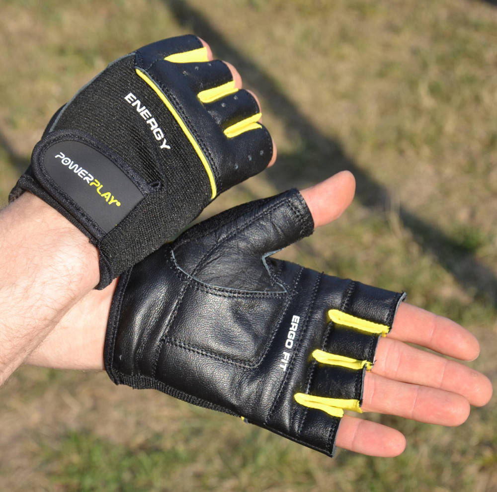 Рукавички для фітнесу PowerPlay 9058 Energy чорно-жовті S Каменское - изображение 7
