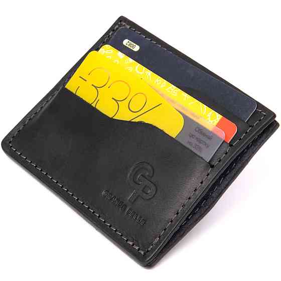 Практичний шкіряний картхолдер GRANDE PELLE 11499 Чорний Київ