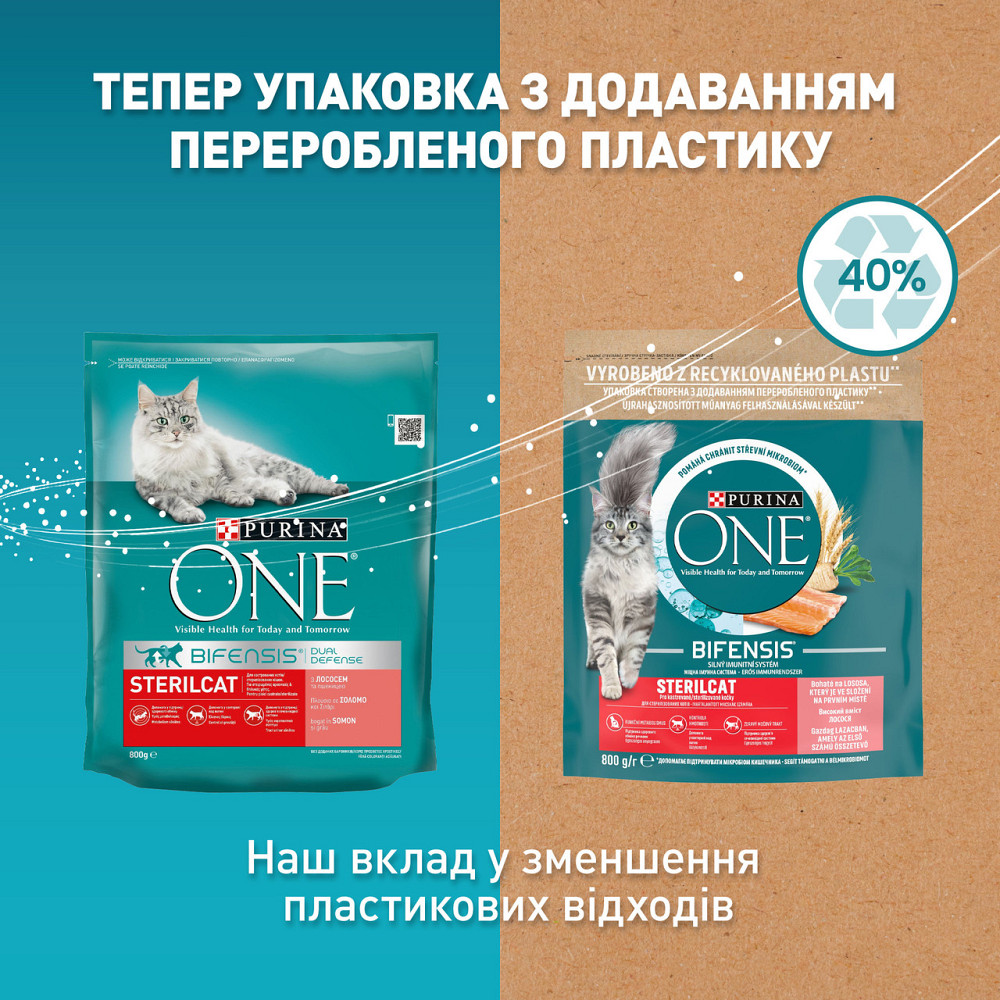 Сухий корм PURINA ONE Sterilcat для дорослих стерилізованих котів, комплекс Bifensis, з лососем, 800 г Київ - фото 7