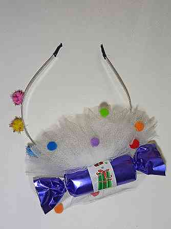 Обруч для волос новогодний конфетка с фатином one size ручная работа фиолетовый Киев