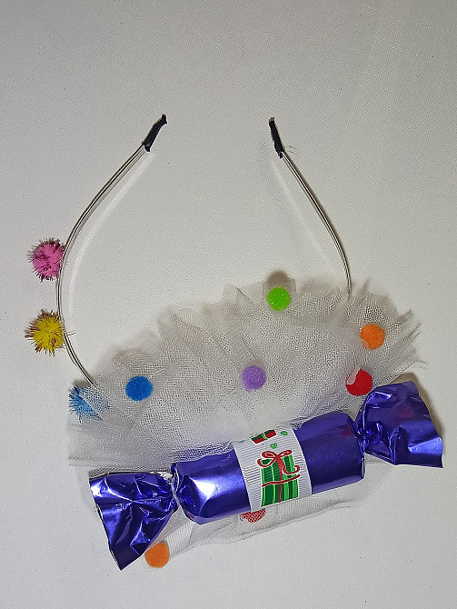 Обруч для волос новогодний конфетка с фатином one size ручная работа фиолетовый Киев - изображение 5