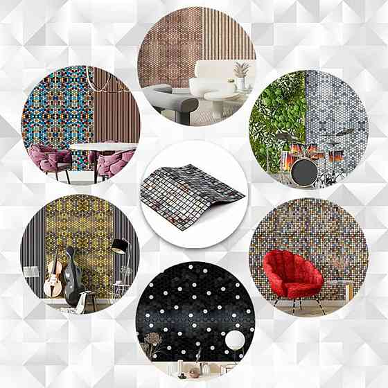 Сіра самоклеюча алюмінієва плитка з візерунком квадратиків Київ