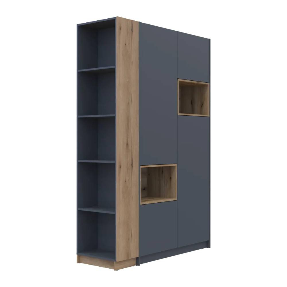 Шкаф для одежды с нишей и этажеркой Doros Дейл Графит/Дуб Эвок 2 ДСП 143.2х52х220 DRS-011734 (42005154) Львов - изображение 2