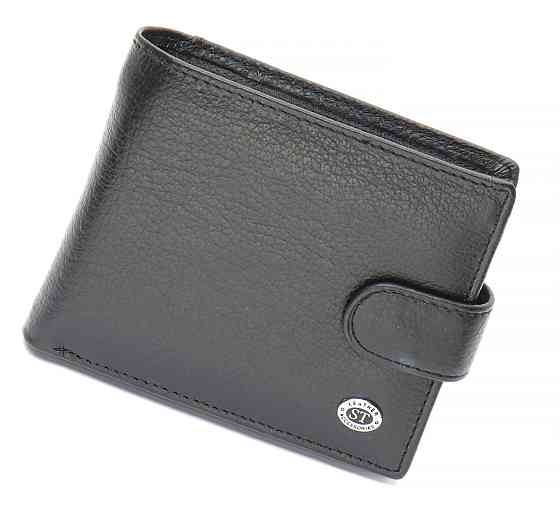 Чорне чоловіче портмоне з натуральної шкіри з фіксацією ST Leather ST103 Київ