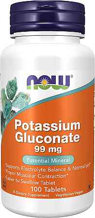 Калий глюконат, Potassium Gluconate, Now Foods, 99 мг, 100 таблеток Луцк
