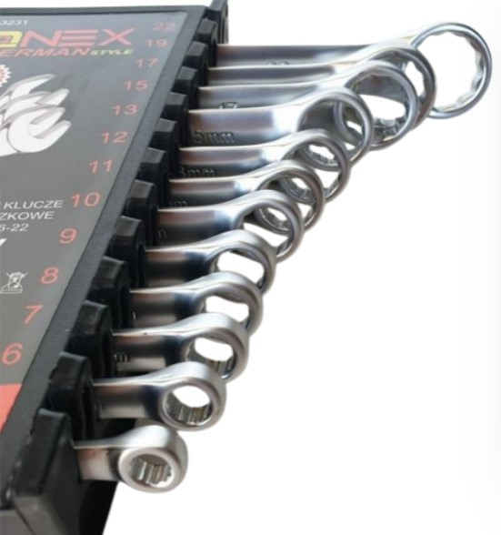 Набір ріжково-накидних ключів OX-3231, 12 шт 6-22 мм, міцна сталь, пластиковий тримач для зберігання Одеса - фото 3