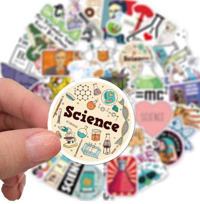 Наклейки наука science стикеры набор 50 шт виниловые для декора Киев - изображение 1