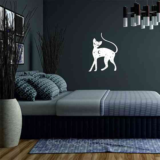 Декоративное настенное 3D Панно «Кот» Декор на стену с объемом 70*52 см, Белый Киев