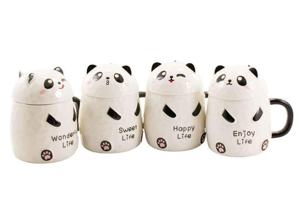 Чашка 380мл з кришкою PANDA LIFE (под.уп.) 3203 1шт ТМ PRC Київ - фото 1