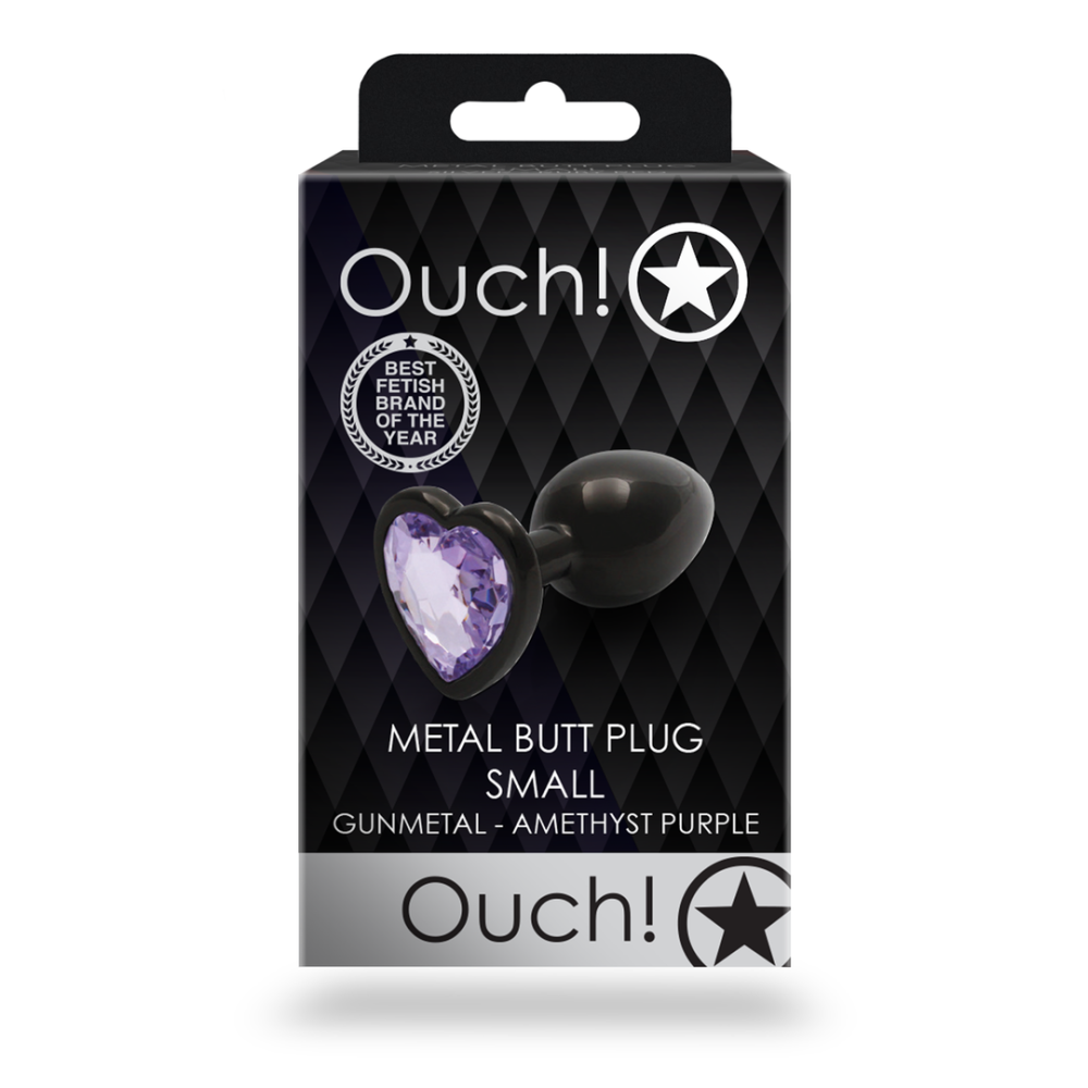 Анальная пробка – Ouch! Металл Butt Plug Малый Gunmetal/Amethyst Purple Sex Aura Киев - изображение 7