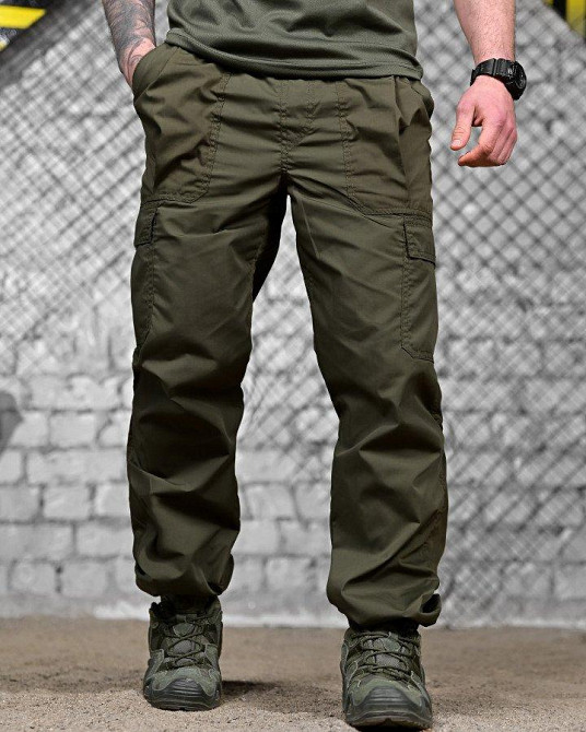 Летние тактические мужские штаны джогеры карго олива Одесса - изображение 2