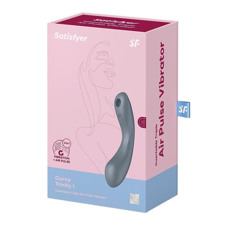 Вакуумний стимулятор з вібрацією Satisfyer Curvy Trinity 1 Bluegrey, іграшка 3в1 Sex Aura Київ - фото 5