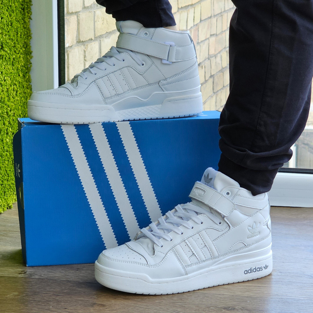 Високі Білі Кросівки Adidas Forum Шкіряні Чоловічі Черевики Адідас Форум (розміри: 41,42,43,44,45,46) Дніпро - фото 1