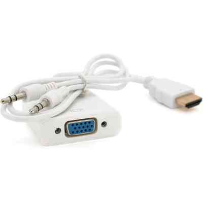 Перехідник HDMI M to VGA F + Audio 0.1m 4K/2K white Voltronic (YT-C-HDMI(M)/VGA(F)+AUX-W) Вінниця