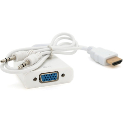 Перехідник HDMI M to VGA F + Audio 0.1m 4K/2K white Voltronic (YT-C-HDMI(M)/VGA(F)+AUX-W) Вінниця - фото 1