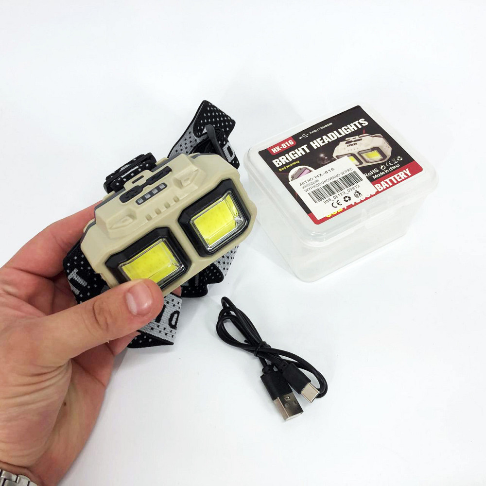 Налобна лампа, Ліхтар на голову з розсіяним світлом, Ліхтарик на голову із зарядкою AM-25 Львів - фото 9