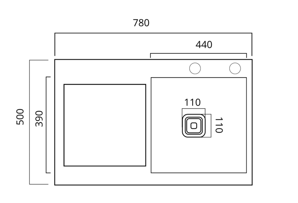 Кухонна мийка 78*50С R нержавійка Platinum Handmade (поглиблена полиця, 3.0/1.0 мм) Коломия - фото 6