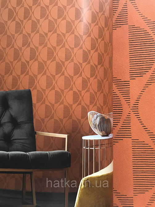 Шпалери флізелінові AS Creation Pop style 37478-4 геометрія фігури коло ромби помаранчевий Київ - фото 1