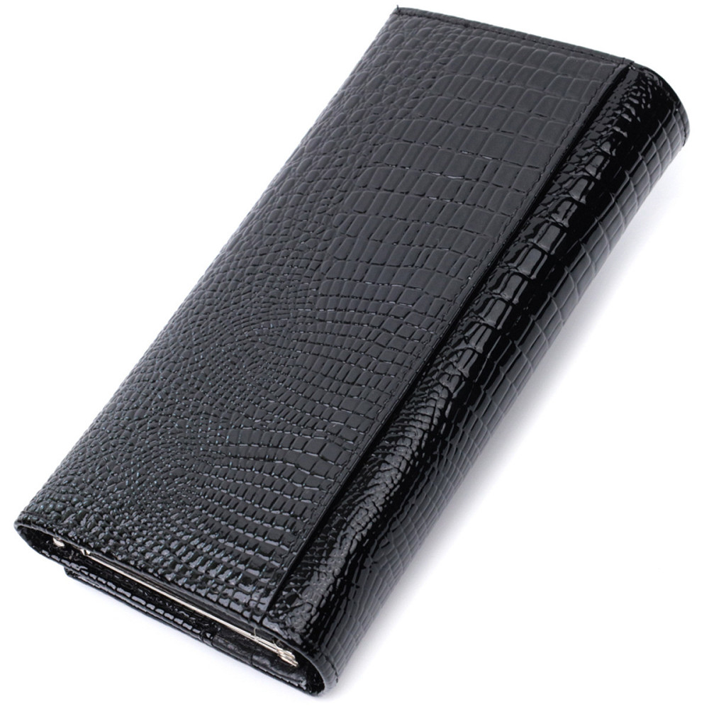 Жіночий гаманець із натуральної лакованої шкіри Чорний (ST Leather) Київ - фото 6