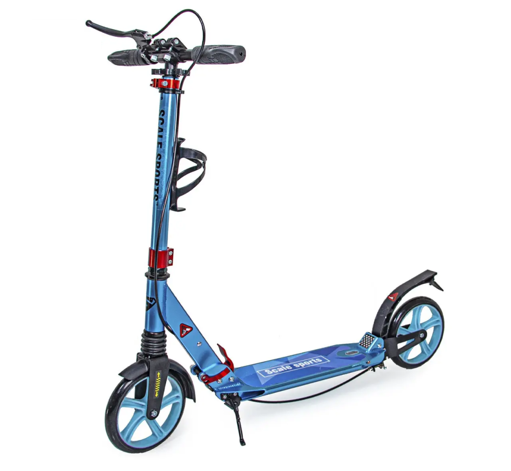 Детский самокат с тормозом, амортизаторами, фонариком и звоночком Scale Sports SS-10. Цвет Tiffany M Одесса - изображение 1