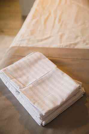 Комплект постельного белья Ideal Textile страйп сатин ivory двуспальный евро Полоска 1 см Черновцы