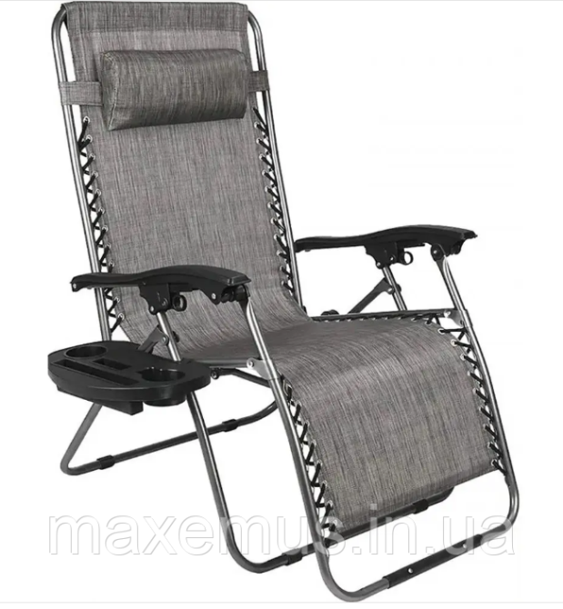 Шезлонг лежак раскладной прочный садовое кресло Bonro SP-167A для сада и дома отдыха на природе серый Мостиська - фото 2