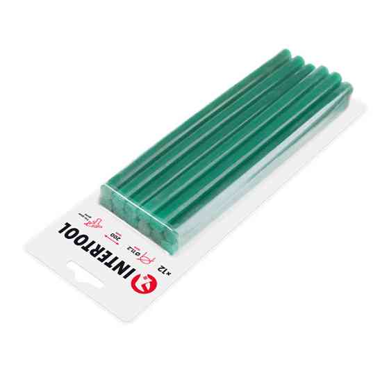 Комплект клейових стрижнів зелених, 11,2×200 мм, 12 шт. INTERTOOL RT-1057 Київ