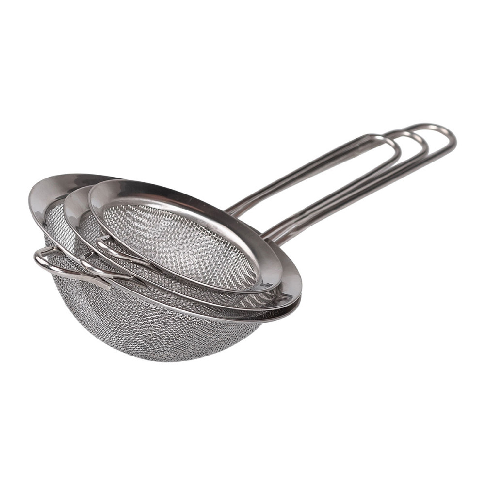 Zhongjing Набір ситечок 3 штуки для чаю, круп і борошна 8,10 і 12 см з нержавіючої сталі Срібля Коломыя - изображение 5