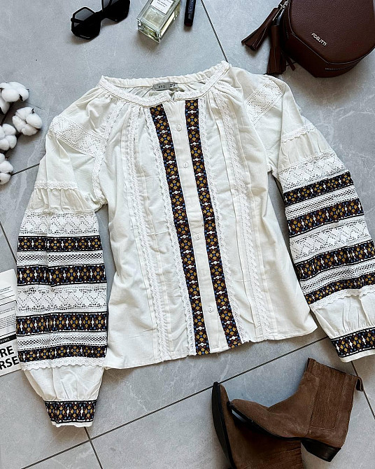 Женская современная вышиванка из домотканого льна 44 Одесса - изображение 9