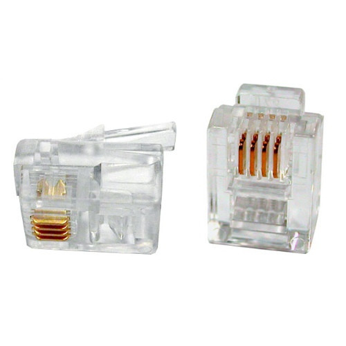 Коннекторы RJ11/RJ12/RJ14 6P4C телефонные, набор 100 шт, разъёмы для кабеля и телефонных линий Киев - изображение 1