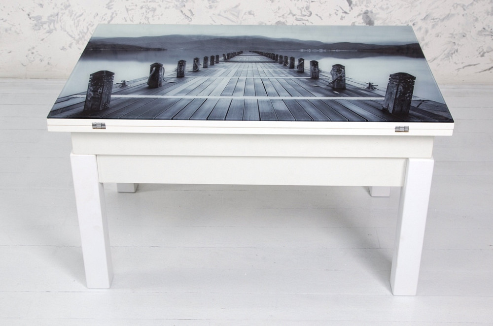 Стіл-трансформер ФЛАЙ, білий+скло (міст) fp-1118 Київ - фото 2