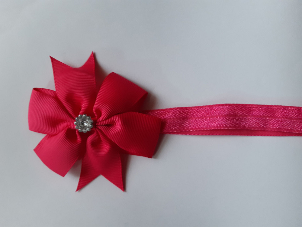 Детская повязка малиновая - окружность 36-58см, бант 8см Киев - изображение 1