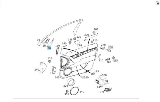 Mercedes-Benz  A2047200148 9051 Накладка - трикутник ВЧ динаміка передніх лівих дверей чорна C-Class Estate S204 C-Class W204 Одеса
